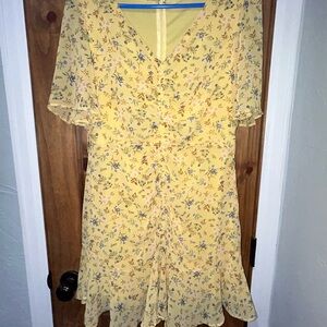 Floral Midi Yellow Dress